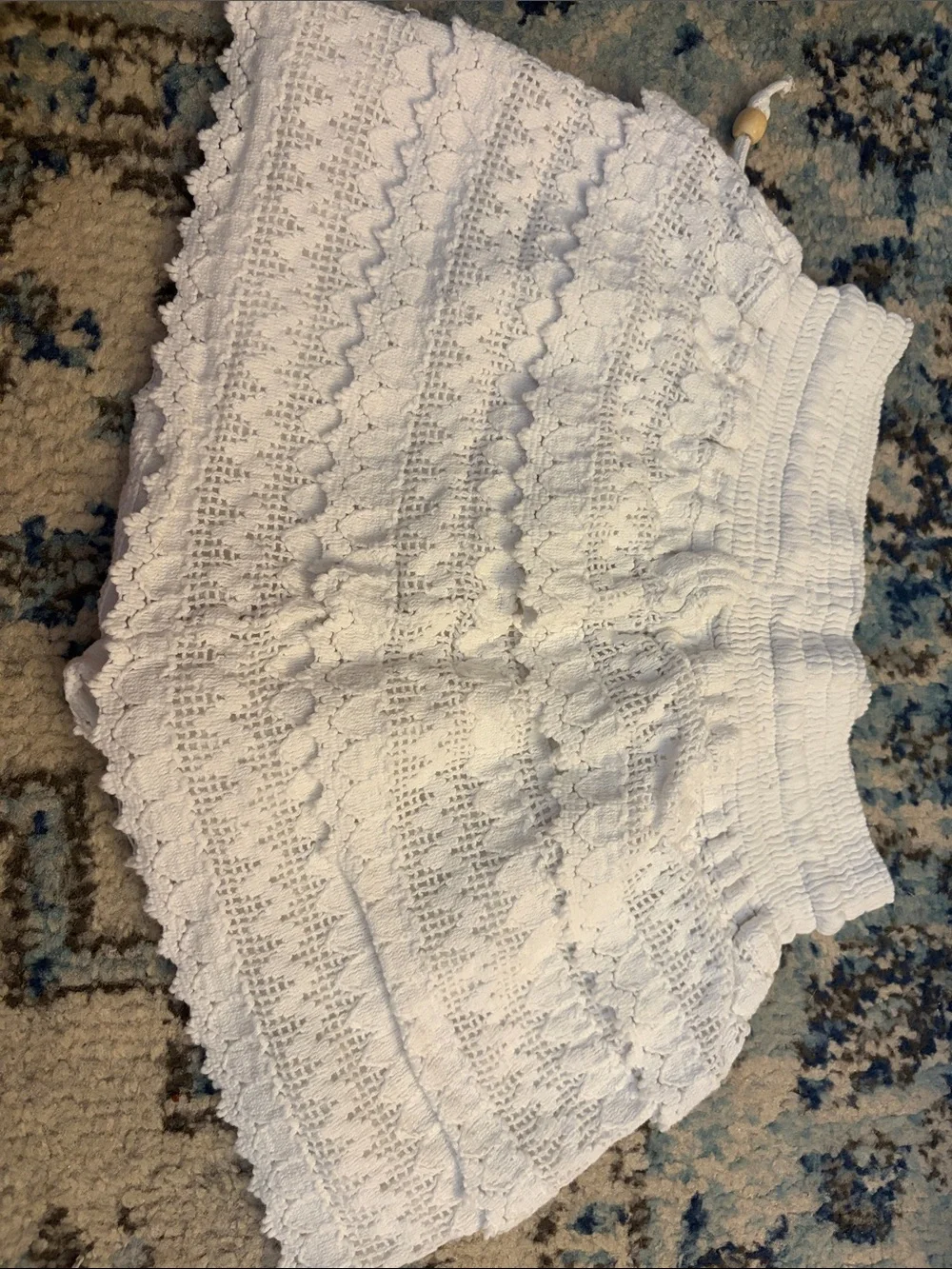Women's White Lace Ruffle Skort with Drawstring Waist